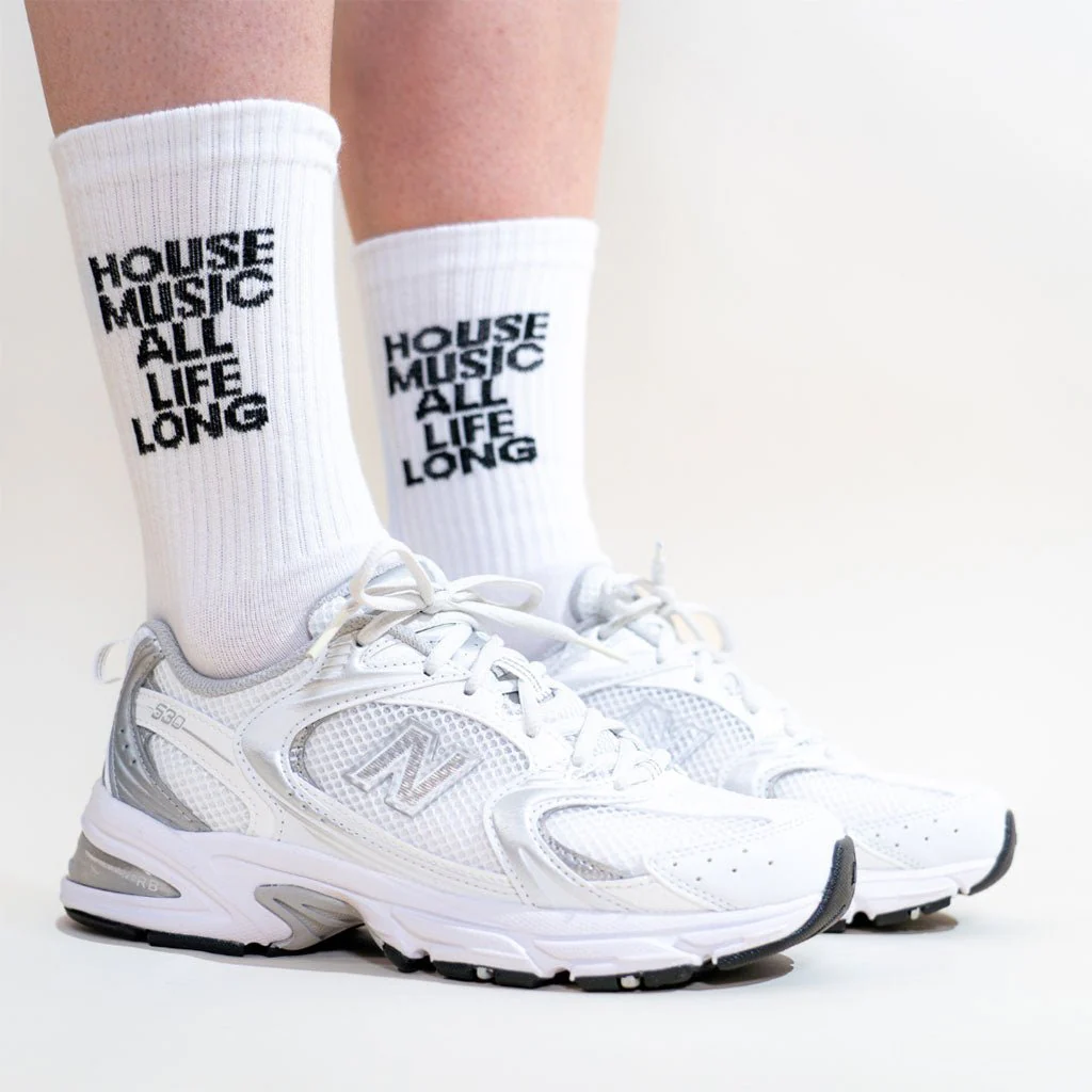 Defected House Music All Life Long White Socks - Image 3