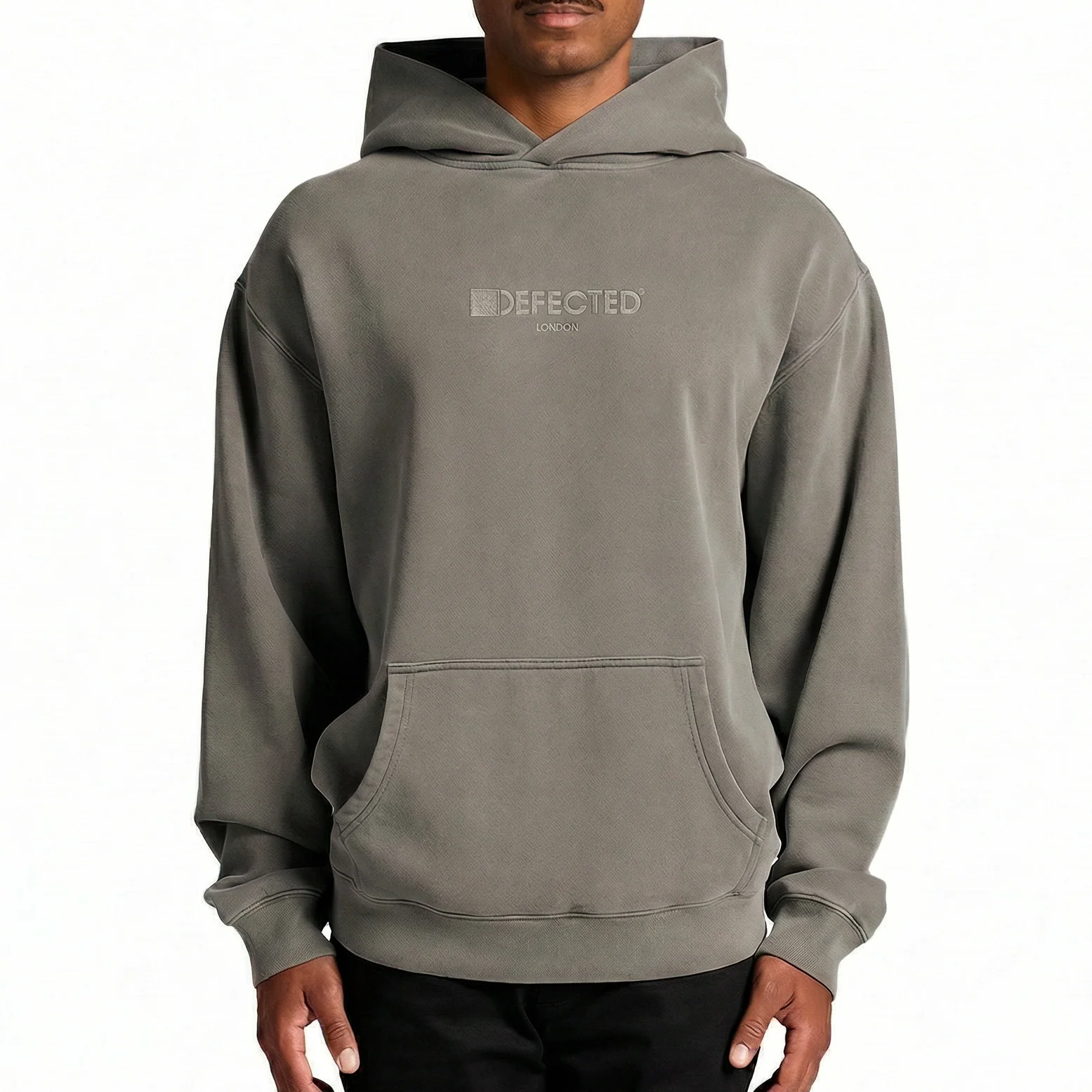 Defected London Embroidered Logo Relaxed Faded Hooded Sweatshirt