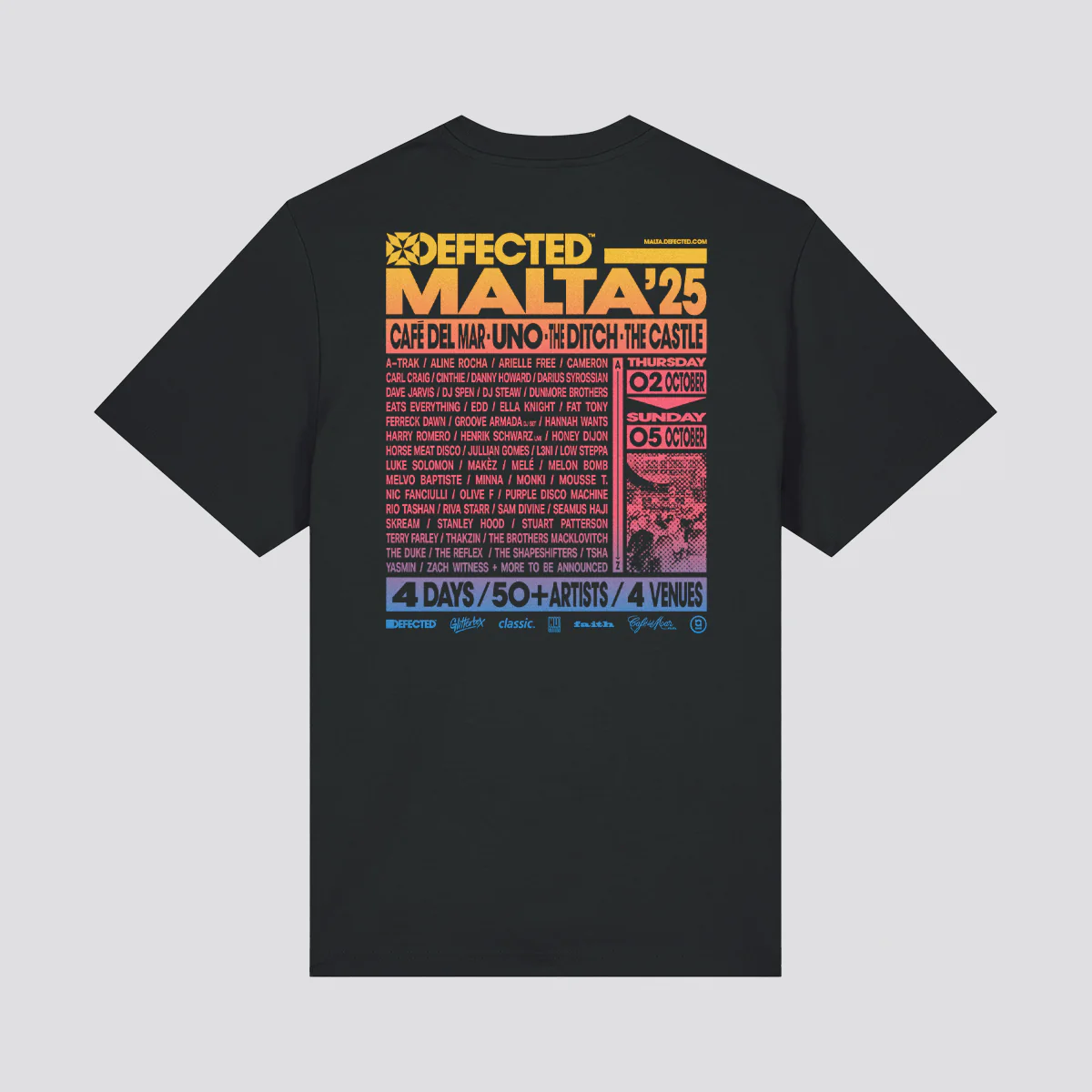 Defected Malta 2025 Line-Up T-Shirt - Image 5